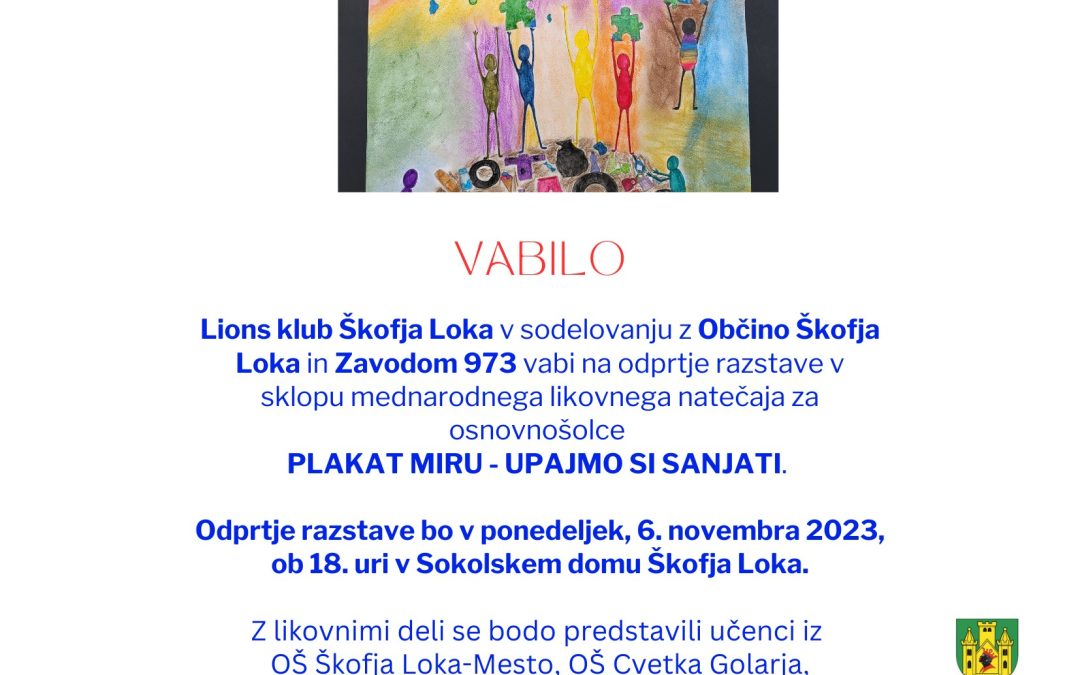 Vabilo na otvoritev razstave Plakat miru